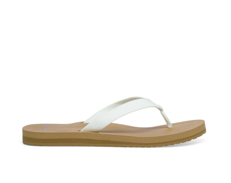 Sanuk Ashland St Vegan Women\'s Flip Flops White / Brown | Canada 185PJJ